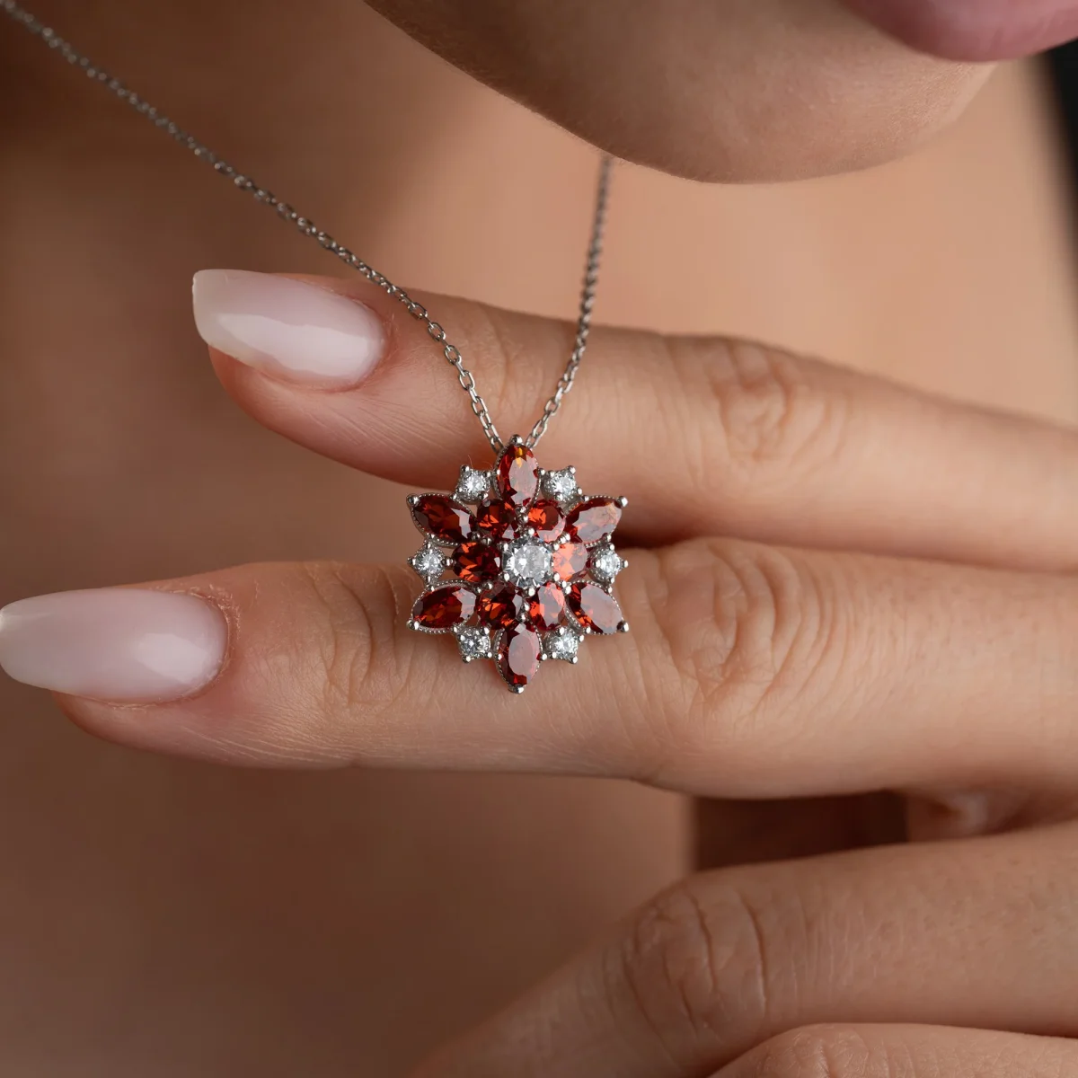 ROTE LOTUS HALSKETTE| 925 SILBER