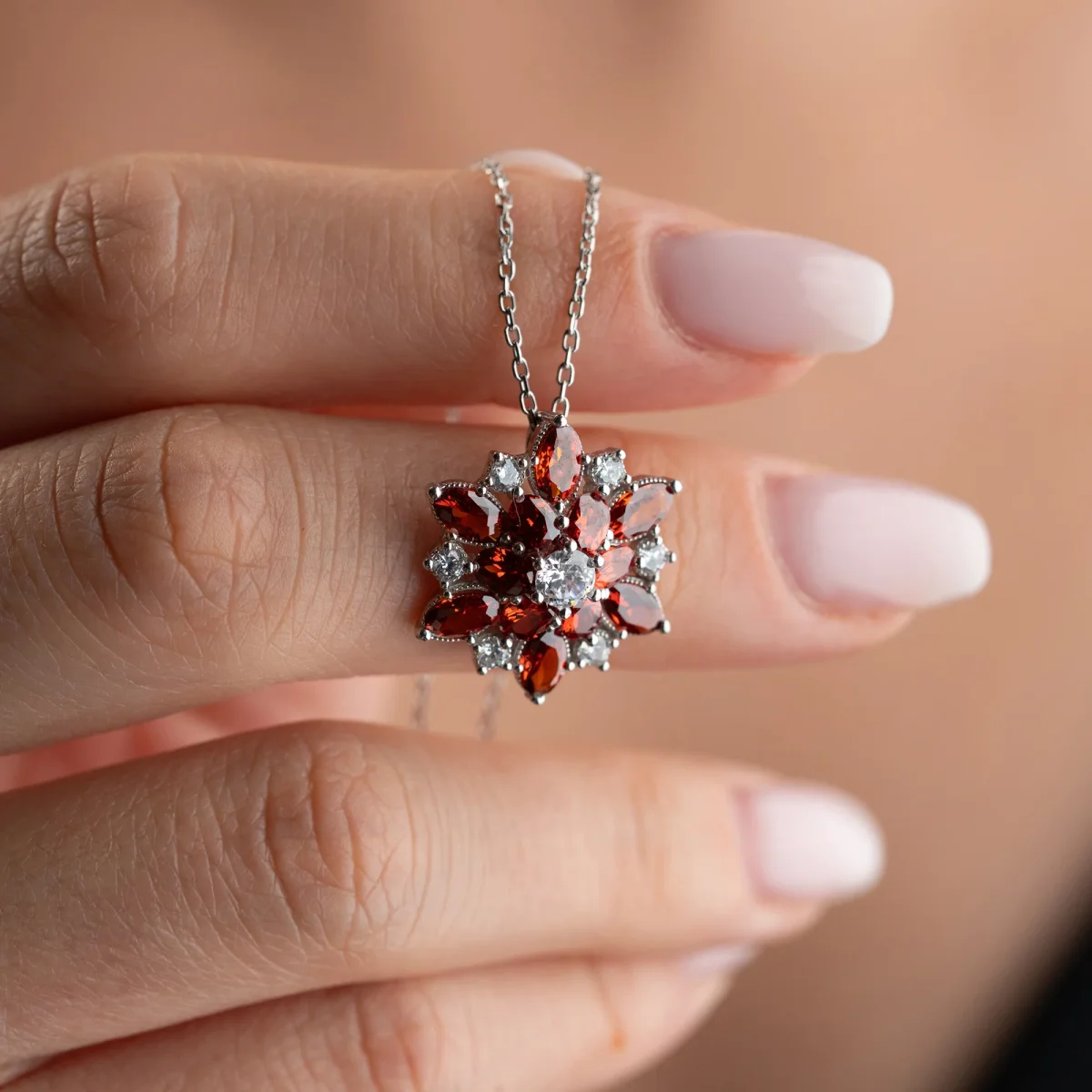 ROTE LOTUS HALSKETTE| 925 SILBER – Bild 6
