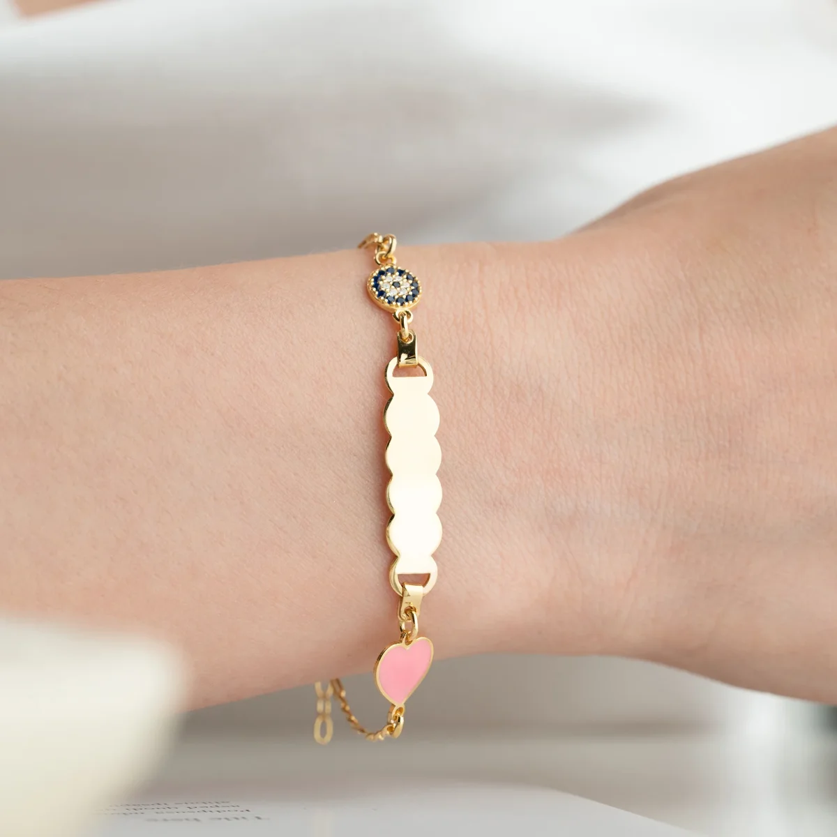 ROSE HERZ KINDER ARMBAND | 925 SILBER